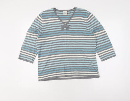 Eastex Women's Multicoloured Striped Pullover, Size 14