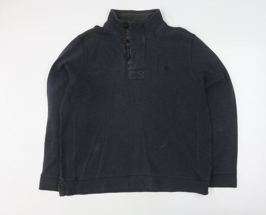 Fat Face Men's Blue Henley L Sweatshirt - Cotton