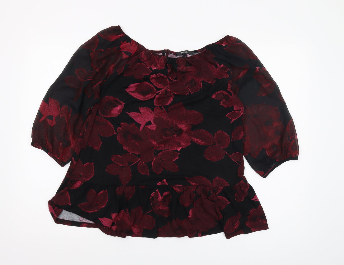Next Women's Black Floral Tunic Blouse, Size 12