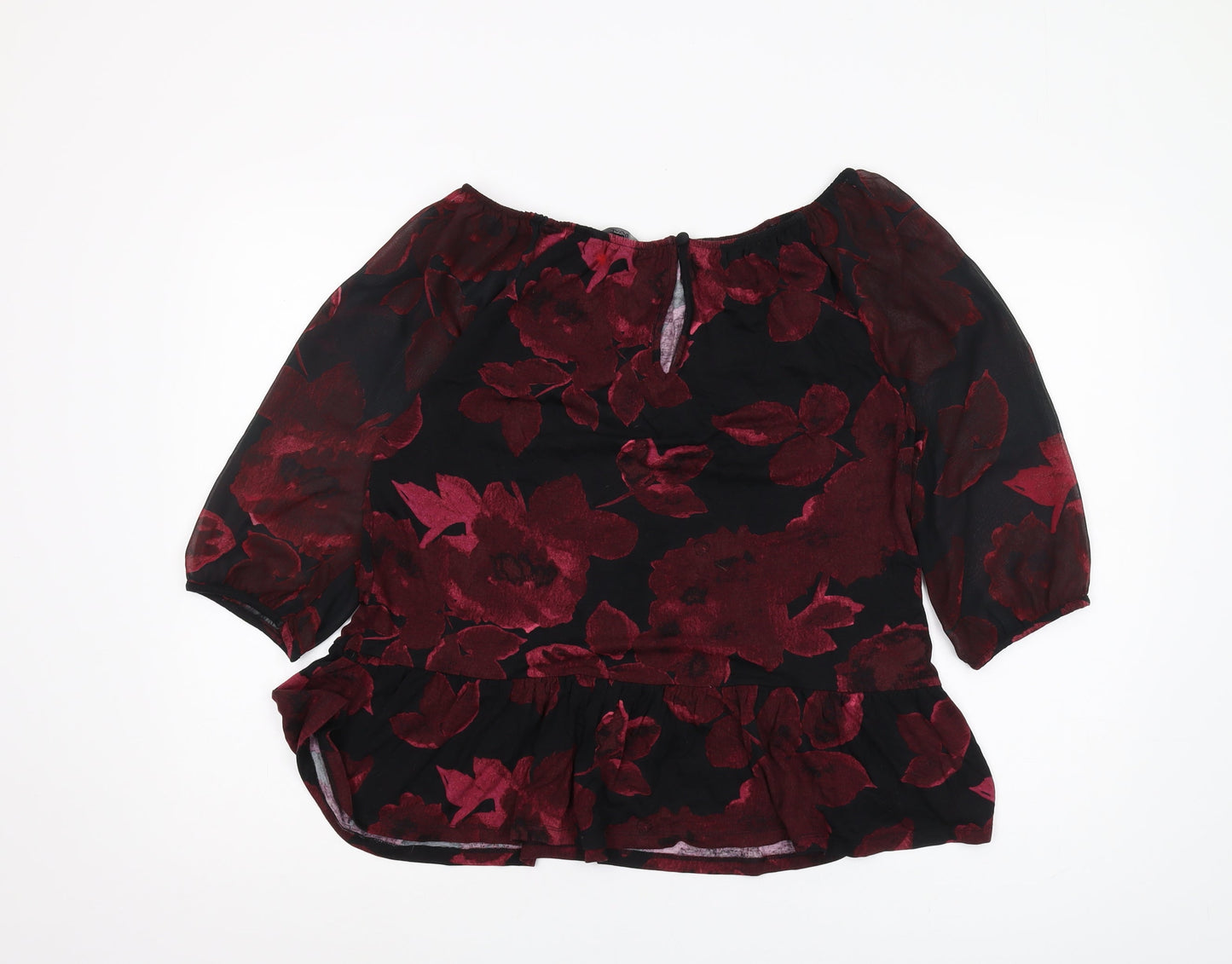 Next Women's Black Floral Tunic Blouse, Size 12