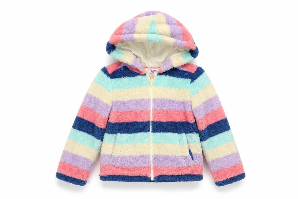 John Lewis Girls Multicoloured Stripe Hooded Jacket - Size 6