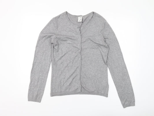 ICHI Women's Grey Cardigan M Long Sleeve Knit
