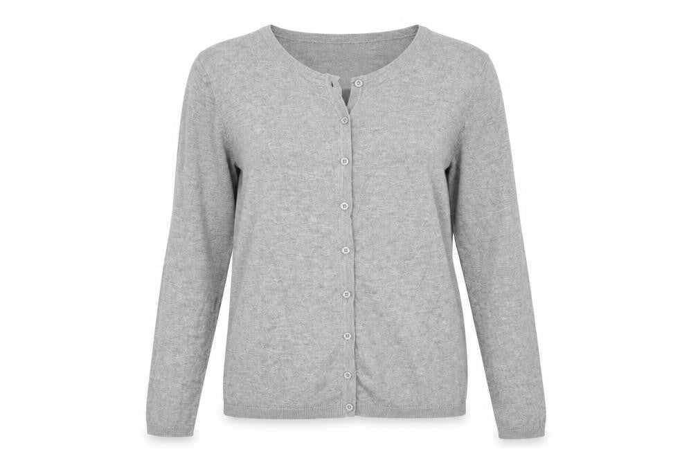 ICHI Women's Grey Cardigan M Long Sleeve Knit
