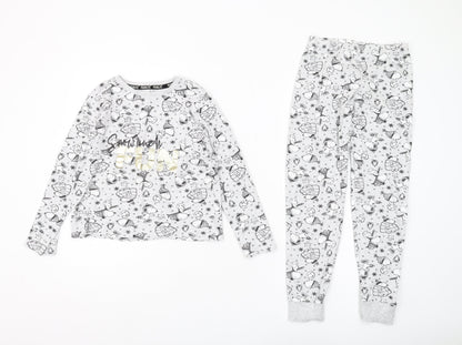 George Girls Peanuts Pyjama Set Grey 9-10Y Graphic Print
