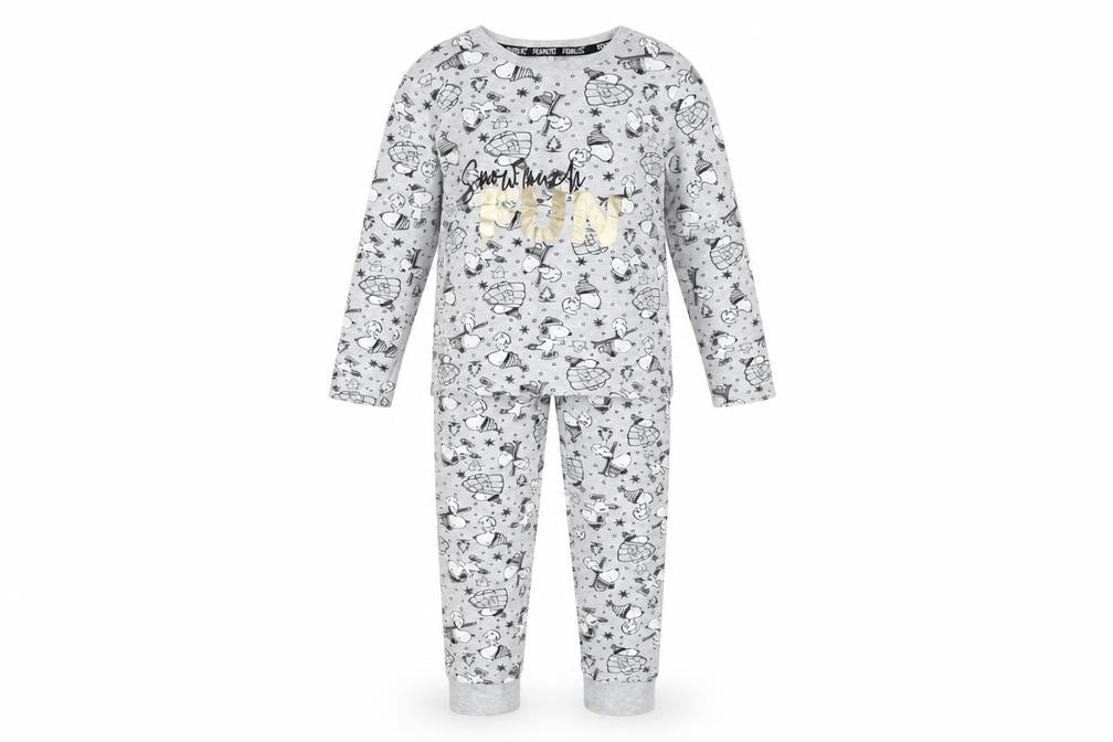 George Girls Peanuts Pyjama Set Grey 9-10Y Graphic Print