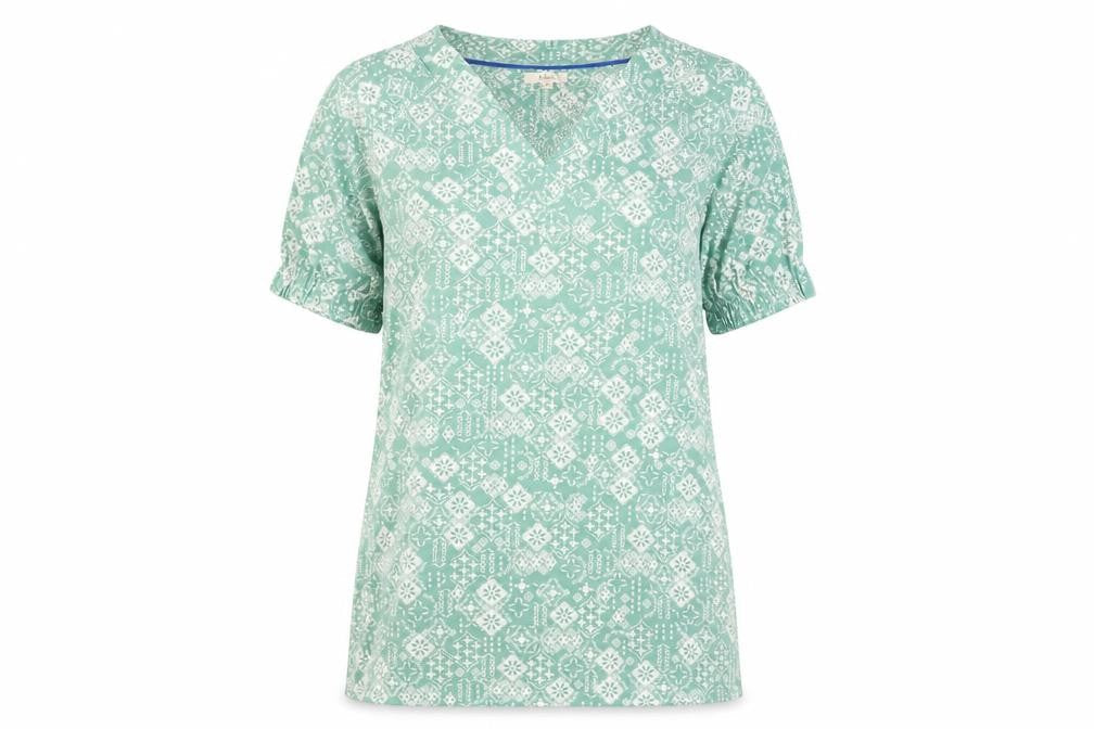 Julipa Women's Green Geometric T-Shirt, Size 10
