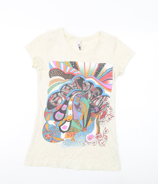 By Henry Holland Women's Beige Art T-Shirt Size 6 Casual