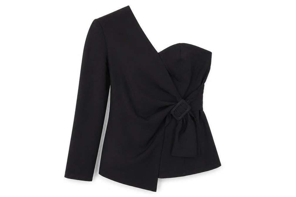 Boohoo Women's Black Blouse - Size 16, Off Shoulder Elegance