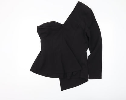 Boohoo Women's Black Blouse - Size 16, Off Shoulder Elegance