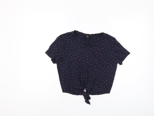 Monki Women's Blue Polka Dot T-Shirt XS