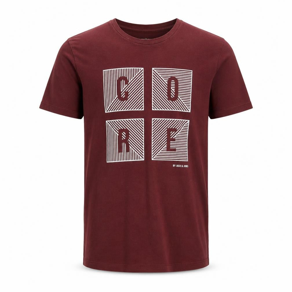 Jack & Jones Men’s Red Graphic T-Shirt, Size S, Crew Neck