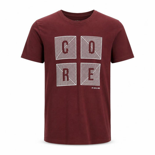 Jack & Jones Men’s Red Graphic T-Shirt, Size S, Crew Neck