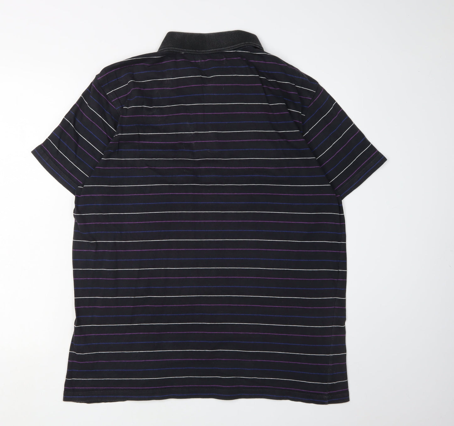 Thomas Nash Men's Black Striped Polo, Size L