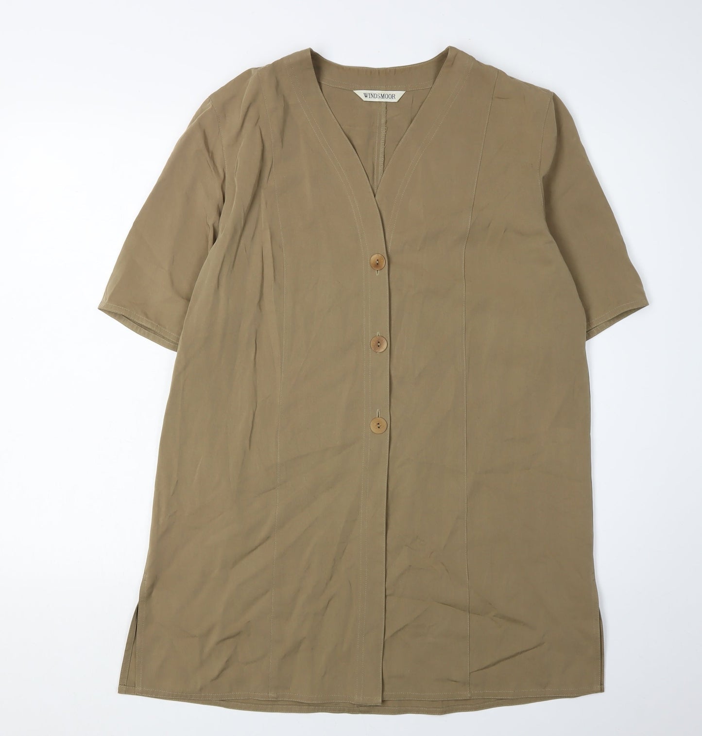 Windsmoor Women's Brown Button-Up Short Sleeve Top Size 12