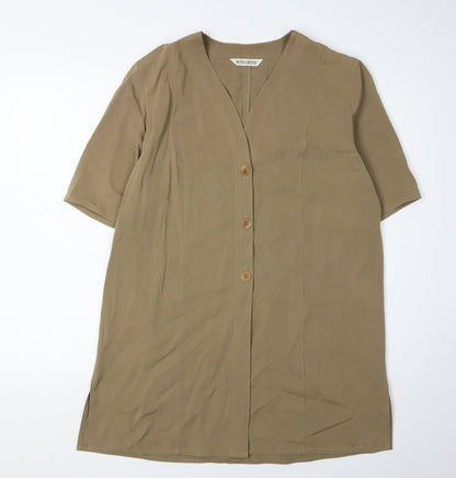 Windsmoor Women's Brown Button-Up Short Sleeve Top Size 12
