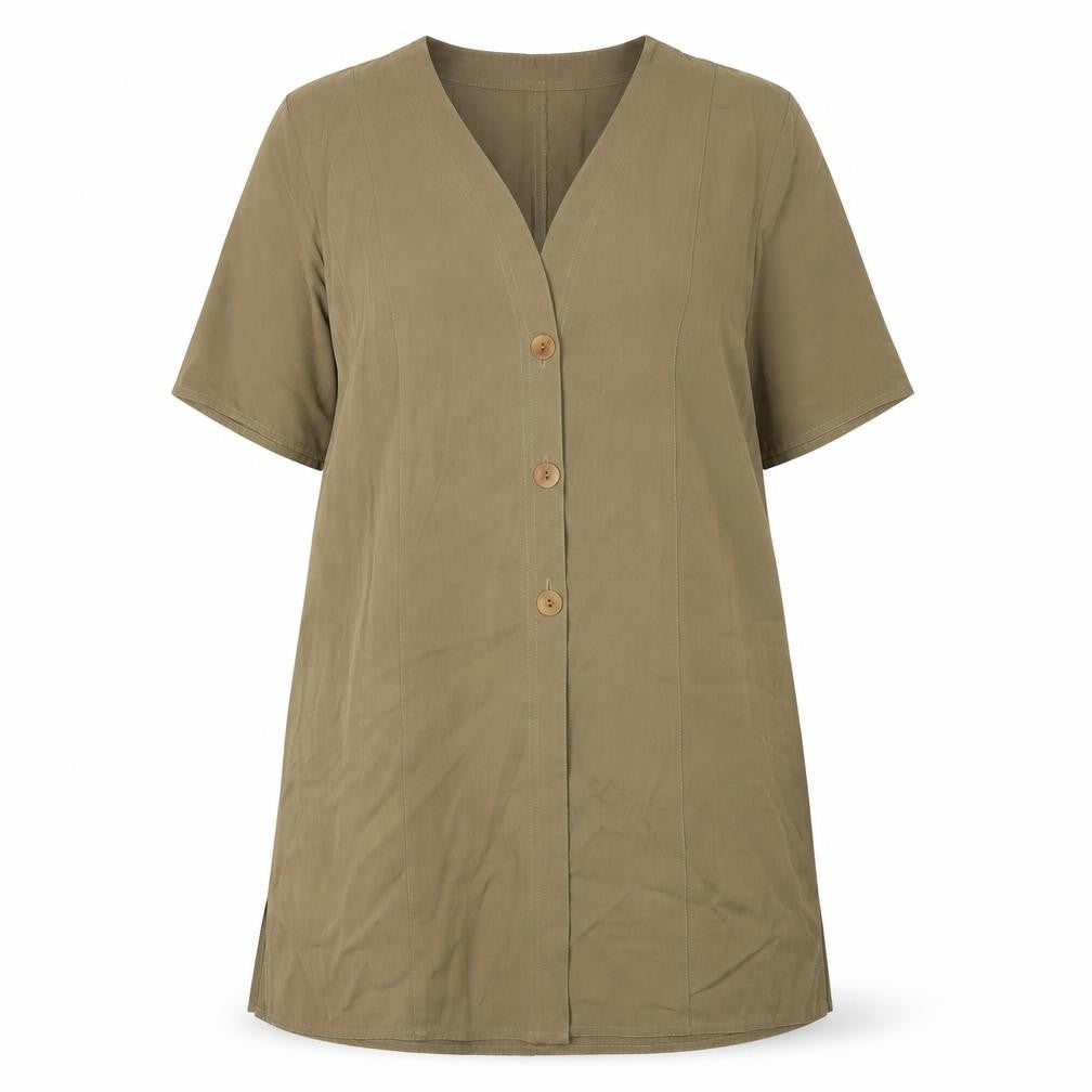 Windsmoor Women's Brown Button-Up Short Sleeve Top Size 12