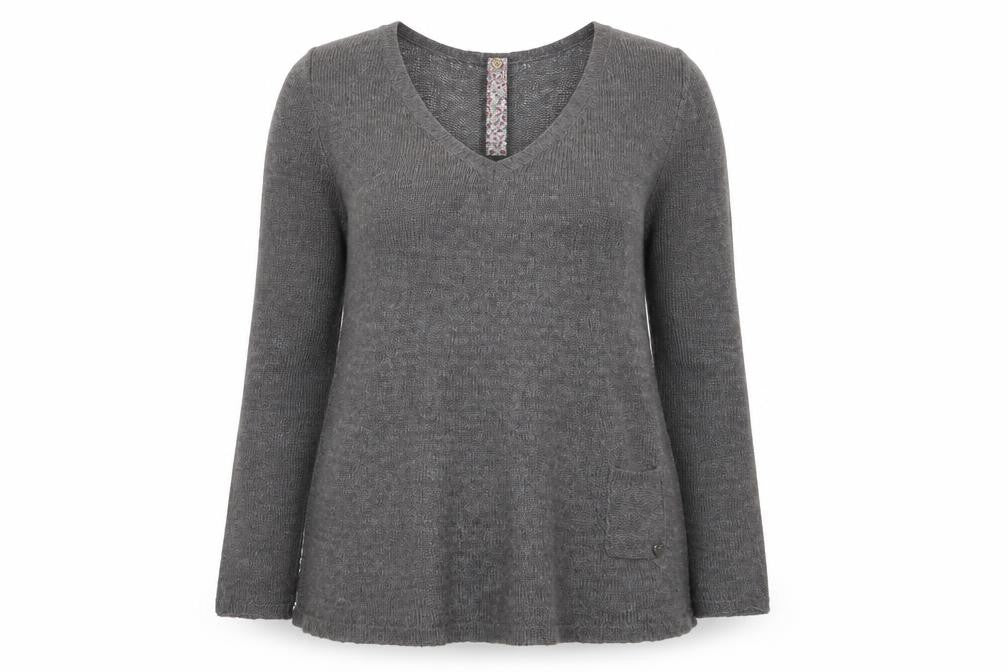 White Stuff Women's Grey V-Neck Pullover Jumper Size 8