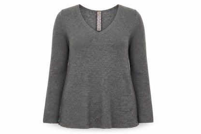 White Stuff Women's Grey V-Neck Pullover Jumper Size 8