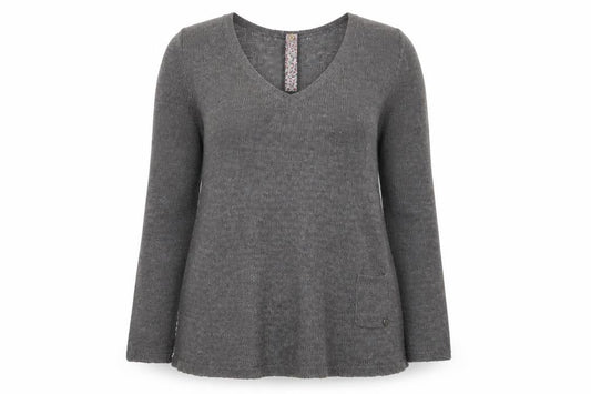 White Stuff Women's Grey V-Neck Pullover Jumper Size 8