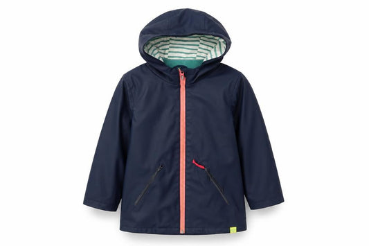 White Stuff Girls Blue Rain Coat 3-4 Years Waterproof Hooded