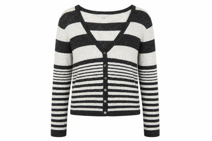 Kew Women's Black Striped Cardigan, M, Wool Blend