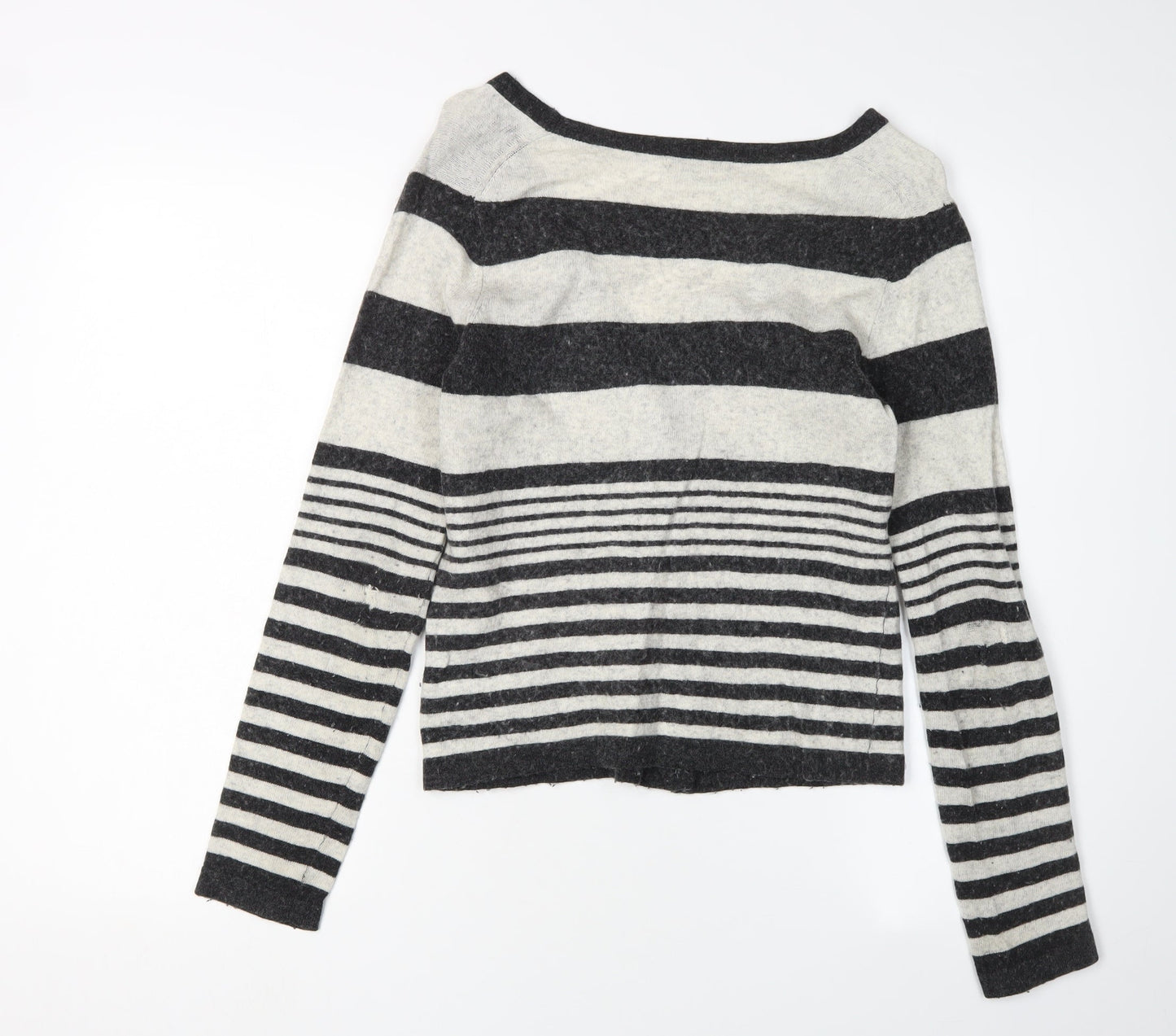 Kew Women's Black Striped Cardigan, M, Wool Blend