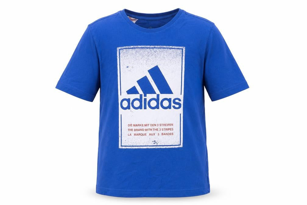 Adidas Boys Blue Graphic Print T-Shirt Size M