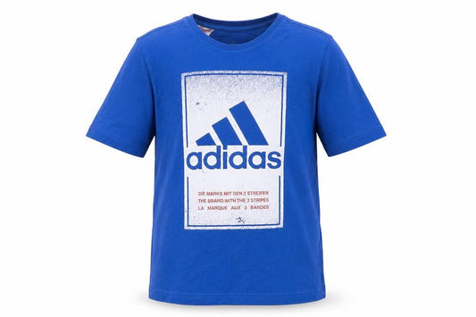 Adidas Boys Blue Graphic Print T-Shirt Size M