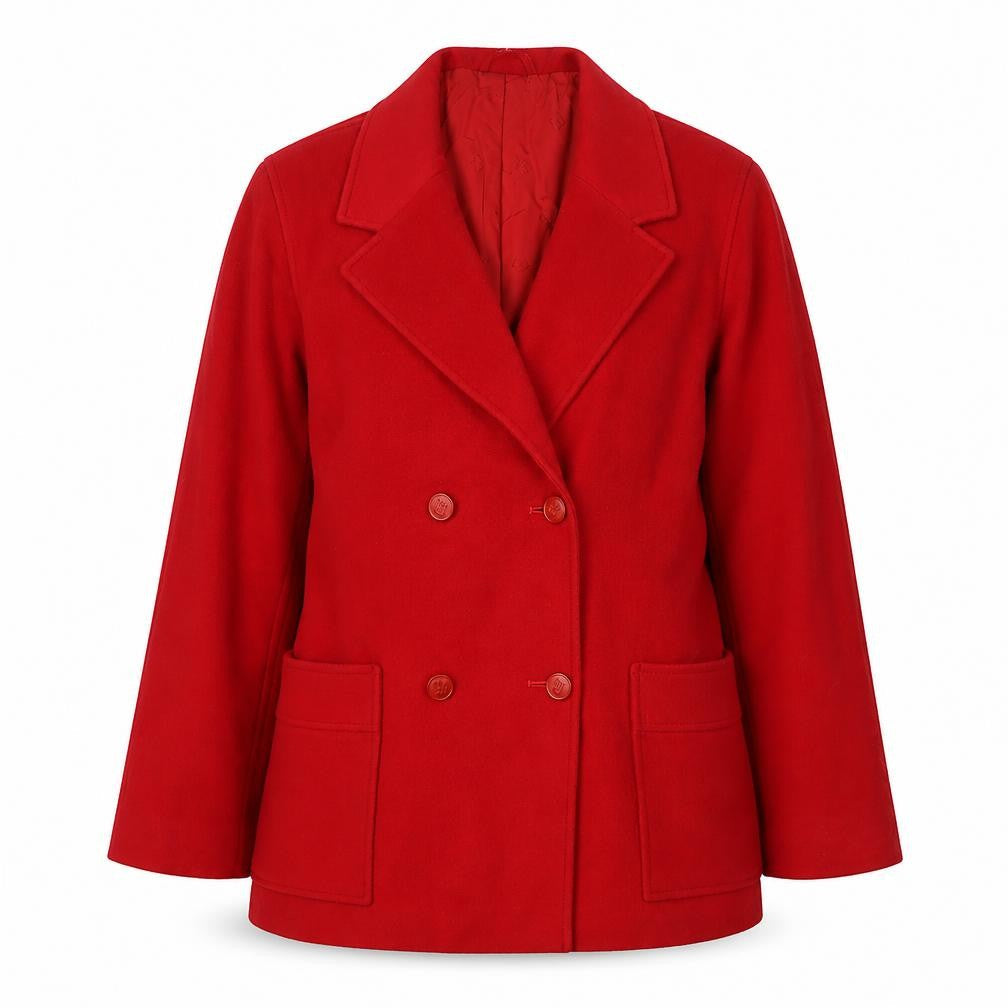 DAKS Women's Red Wool Pea Coat Size 12