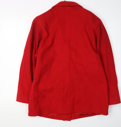 DAKS Women's Red Wool Pea Coat Size 12