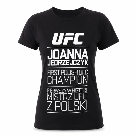 Front view of UFC Women's Black T-Shirt, L, Sports Casual Tee