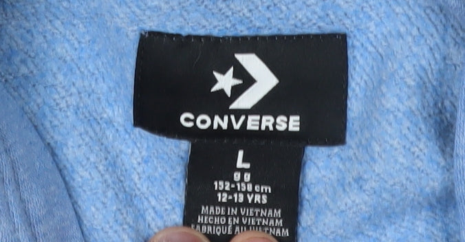 Converse Boys Blue Pullover Hoodie L - Logo Graphic Print