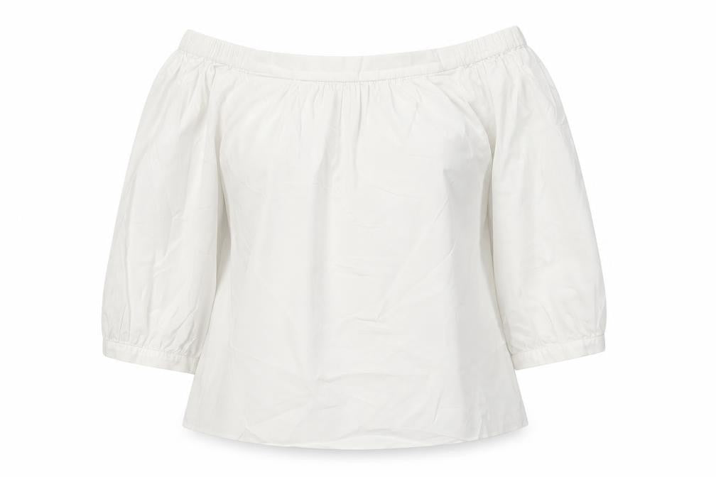 Tommy Hilfiger Women's White Cropped Blouse, Size 4, Off-Shoulder