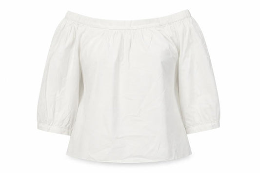 Tommy Hilfiger Women's White Cropped Blouse, Size 4, Off-Shoulder
