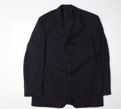 Hugo Boss Men's Blue Striped Suit Jacket 44