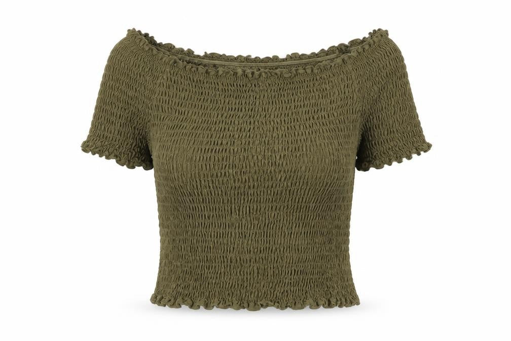 Marks & Spencer Green Off Shoulder Cropped T-Shirt