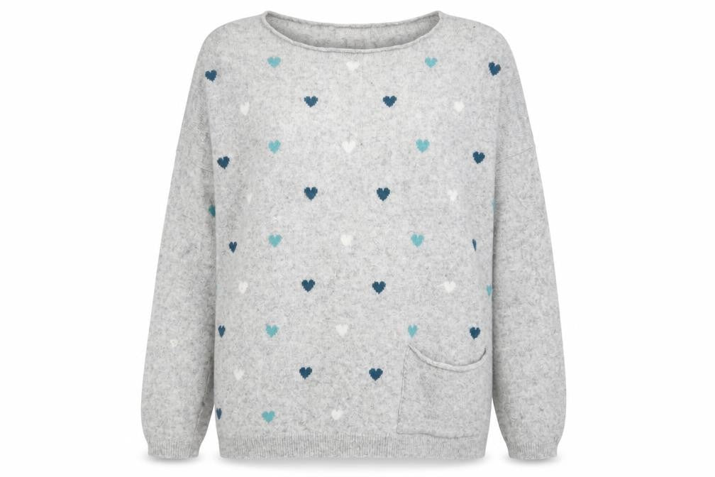 Benedetar Women’s Grey Heart Pullover Size M