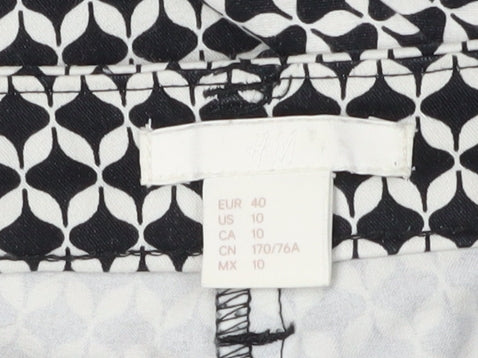 H&M Women's Black Geometric Cropped Trousers Size 12