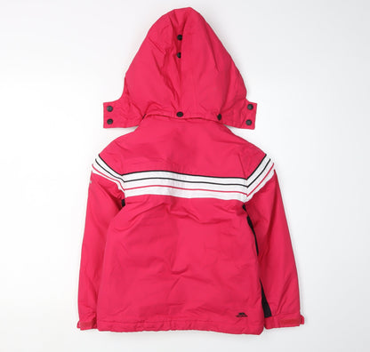 Back view of Trespass girls’ pink puffer jacket 5-6 years