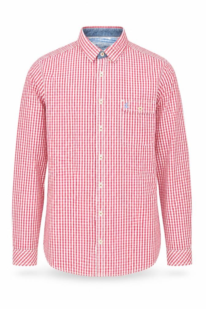 Joules Men's Red Checked Long Sleeve Shirt - Medium