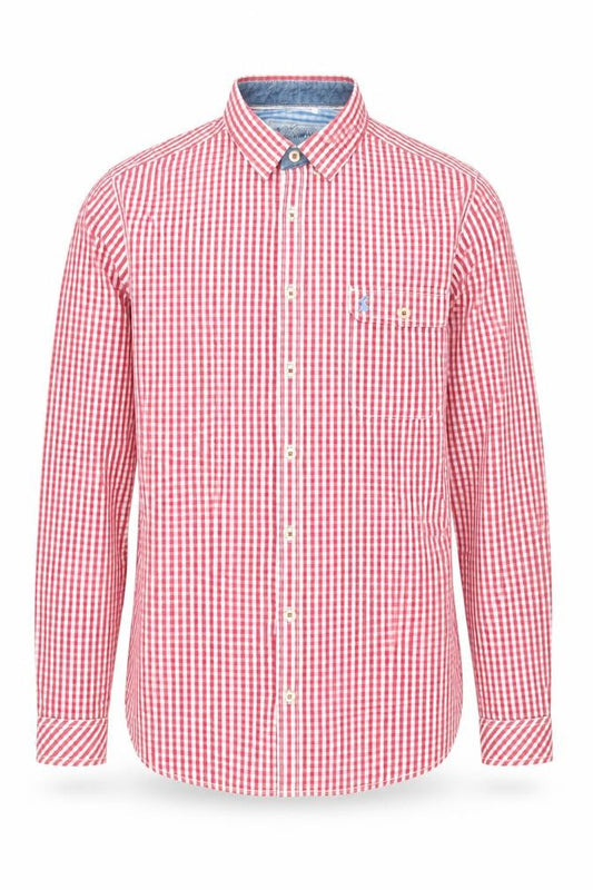 Joules Men's Red Checked Long Sleeve Shirt - Medium