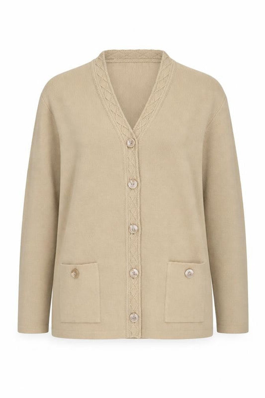 Bonmarché Women's Beige Cardigan M V-Neck Long Sleeve
