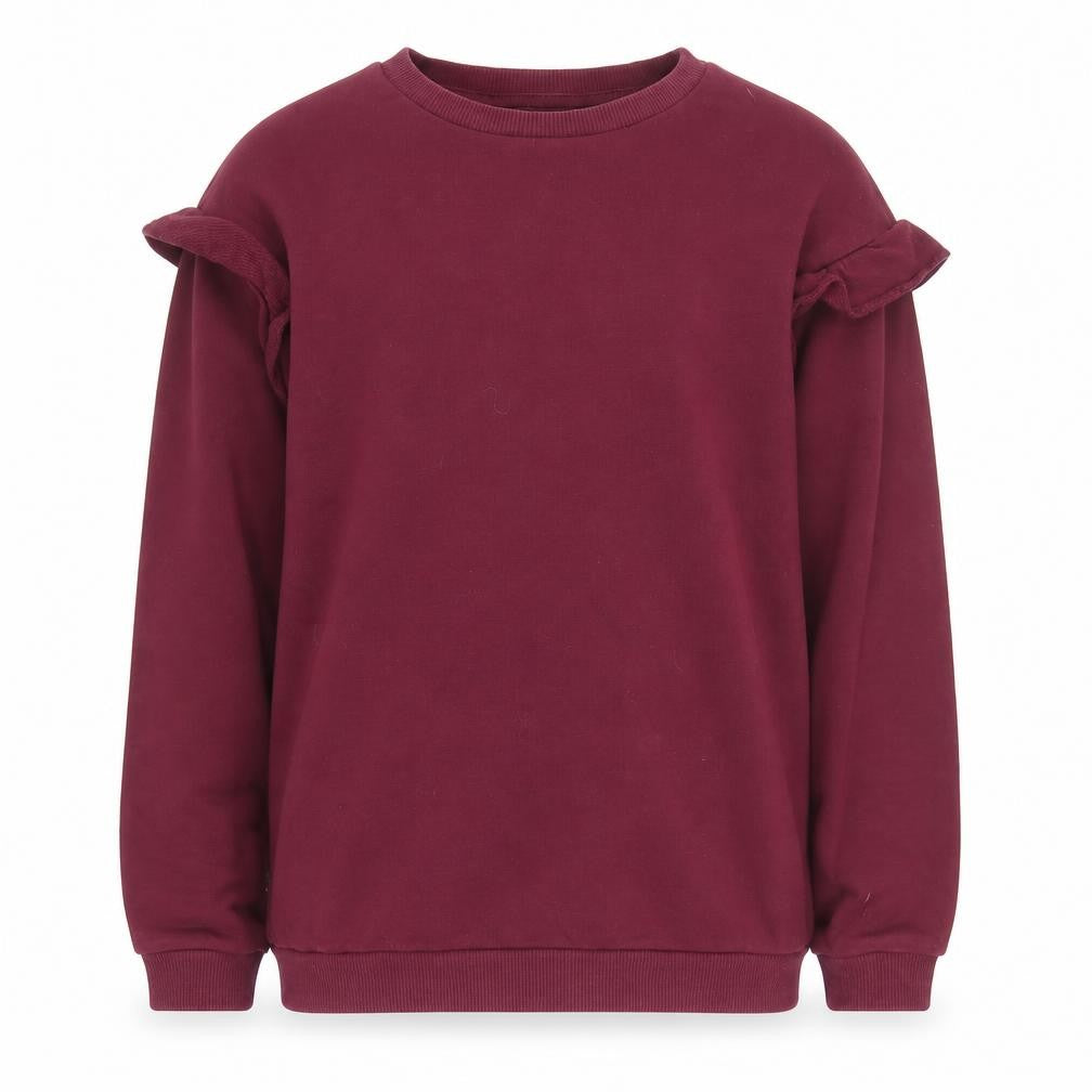 H&M Girls Red Pullover Sweatshirt, 8 Years, Ruffle Accent