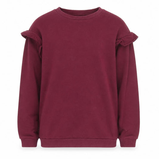 H&M Girls Red Pullover Sweatshirt, 8 Years, Ruffle Accent