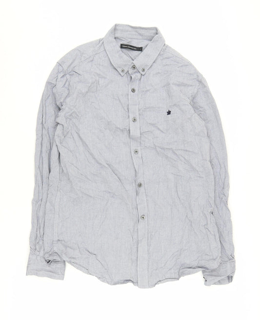 French Connection Men's Blue Button-Up Shirt L