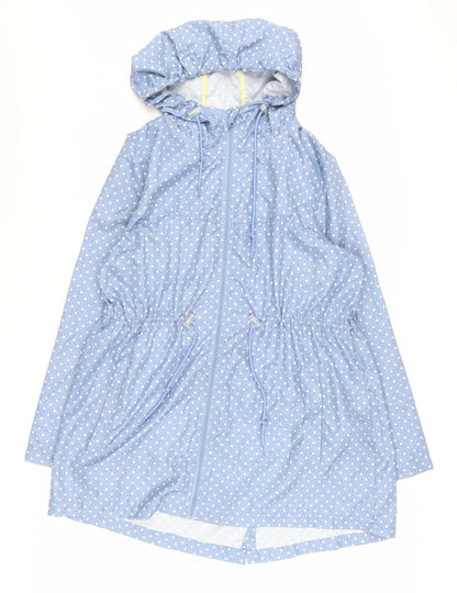 Women's Blue Polka Dot Hooded Parka - M