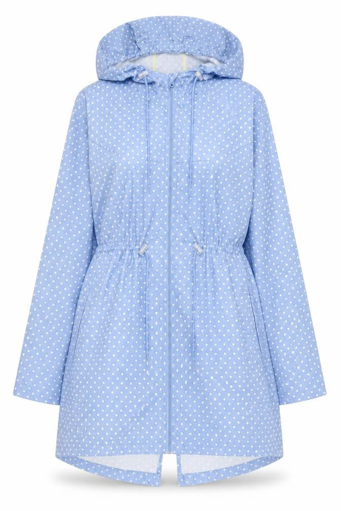 Women's Blue Polka Dot Hooded Parka - M