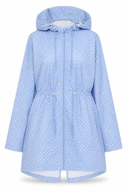 Women's Blue Polka Dot Hooded Parka - M