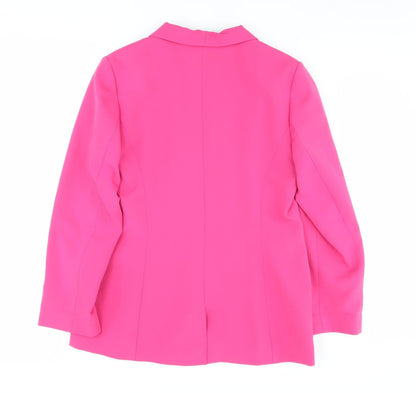 Back view of Miss Selfridge Women's Pink Petite Blazer, UK 12, Lined