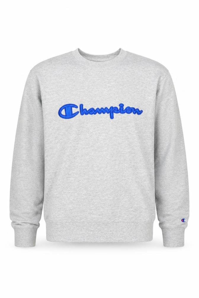 Champion Mens Grey Pullover Sweatshirt L Logo Graphic